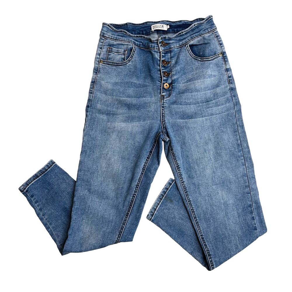 Molly Bracken Button Up Jeans WMNS S Light Wash Skinny High Rise Slim Fit Casual